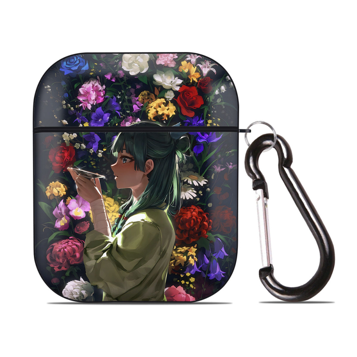 （画像用） 薬屋のひとりごと The Apothecary Diaries AirPods 第2世代保護ケース ハードシェル ブラック 耐衝撃・防指紋・カラビナ付き