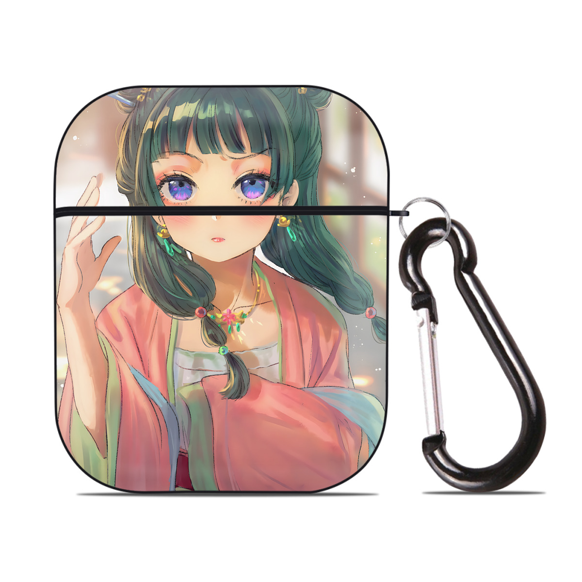 （画像用） 薬屋のひとりごと The Apothecary Diaries AirPods 第2世代保護ケース ハードシェル ブラック 耐衝撃・防指紋・カラビナ付き