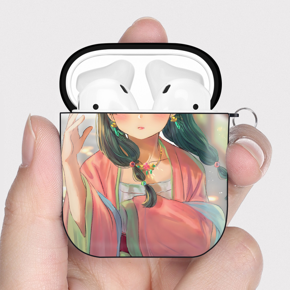 （画像用） 薬屋のひとりごと The Apothecary Diaries AirPods 第2世代保護ケース ハードシェル ブラック 耐衝撃・防指紋・カラビナ付き