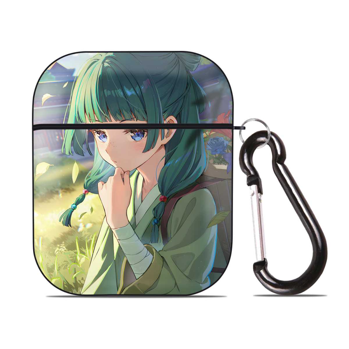 （画像用） 薬屋のひとりごと The Apothecary Diaries AirPods 第2世代保護ケース ハードシェル ブラック 耐衝撃・防指紋・カラビナ付き