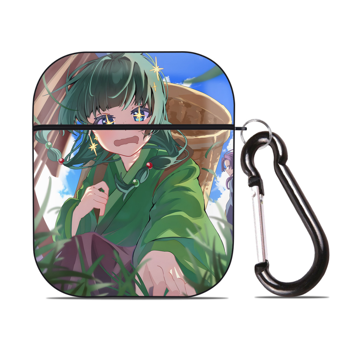 （画像用） 薬屋のひとりごと The Apothecary Diaries AirPods 第2世代保護ケース ハードシェル ブラック 耐衝撃・防指紋・カラビナ付き