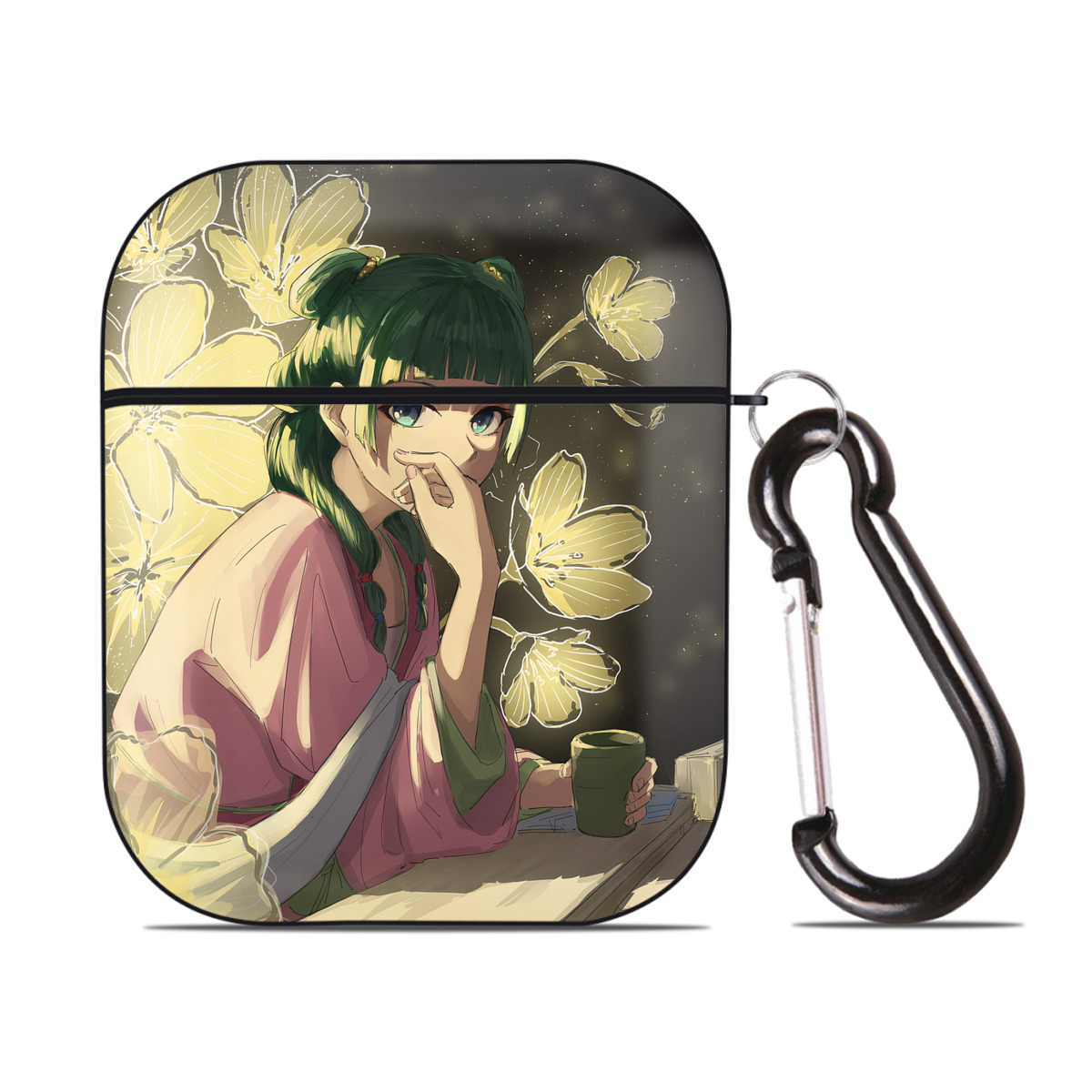 （画像用） 薬屋のひとりごと The Apothecary Diaries AirPods 第2世代保護ケース ハードシェル ブラック 耐衝撃・防指紋・カラビナ付き