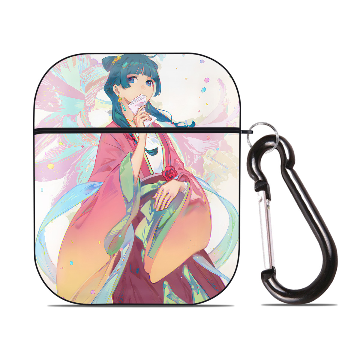 （画像用） 薬屋のひとりごと The Apothecary Diaries AirPods 第2世代保護ケース ハードシェル ブラック 耐衝撃・防指紋・カラビナ付き