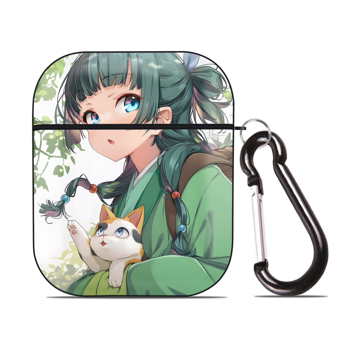 （画像用） 薬屋のひとりごと The Apothecary Diaries AirPods 第2世代保護ケース ハードシェル ブラック 耐衝撃・防指紋・カラビナ付き
