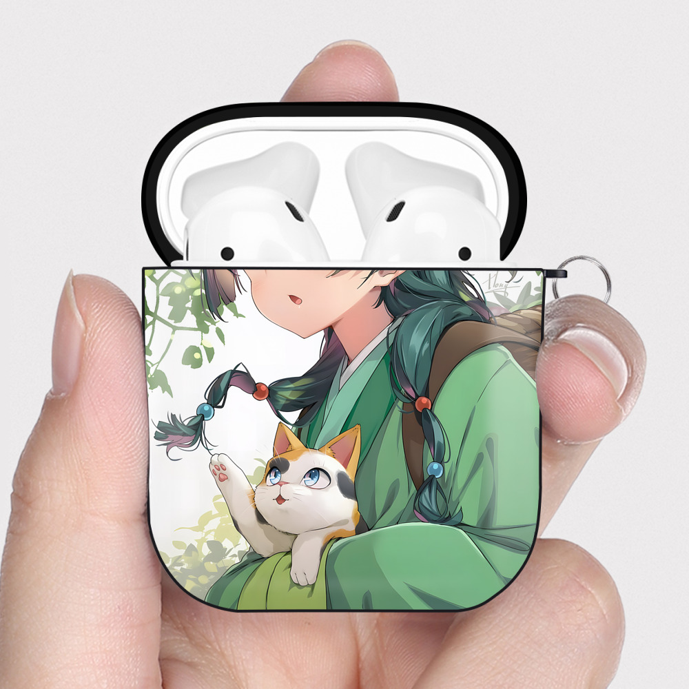 （画像用） 薬屋のひとりごと The Apothecary Diaries AirPods 第2世代保護ケース ハードシェル ブラック 耐衝撃・防指紋・カラビナ付き
