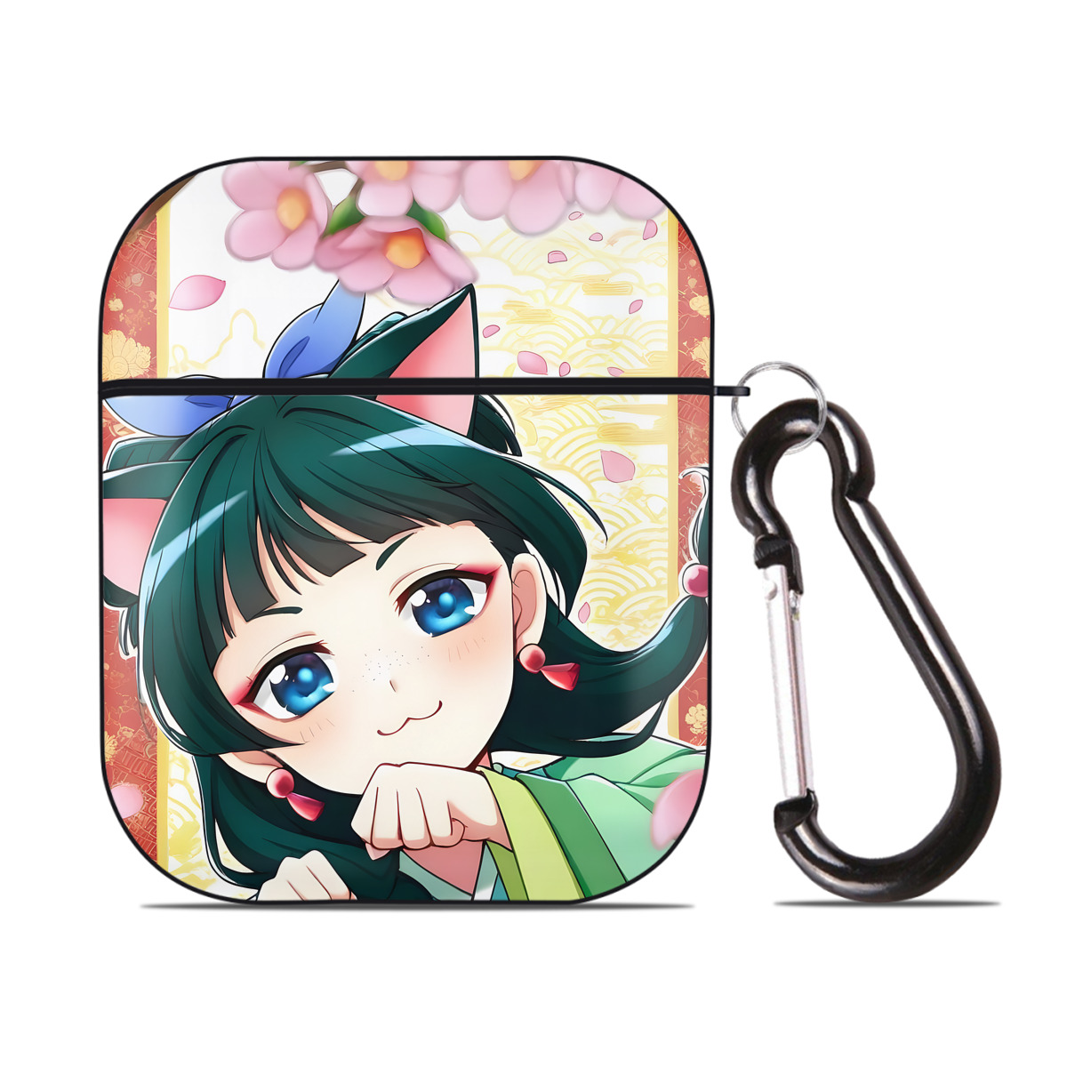 （画像用） 薬屋のひとりごと The Apothecary Diaries AirPods 第2世代保護ケース ハードシェル ブラック 耐衝撃・防指紋・カラビナ付き