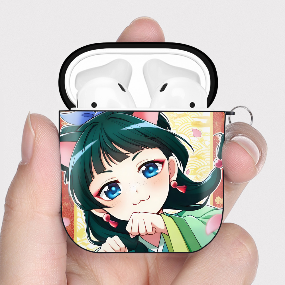 （画像用） 薬屋のひとりごと The Apothecary Diaries AirPods 第2世代保護ケース ハードシェル ブラック 耐衝撃・防指紋・カラビナ付き