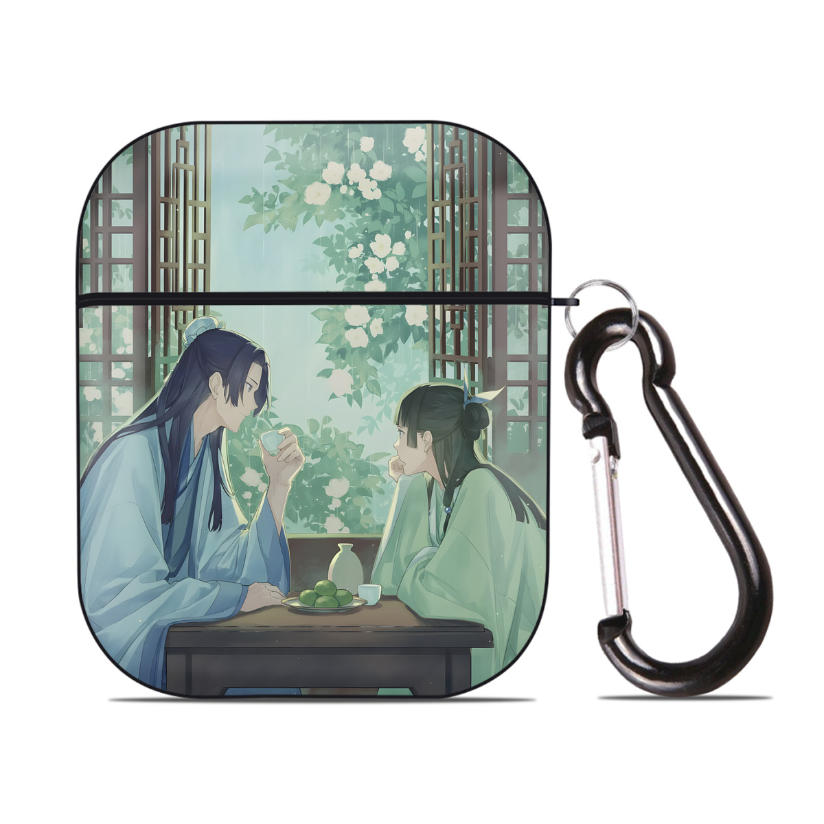 （画像用） 薬屋のひとりごと The Apothecary Diaries AirPods 第2世代保護ケース ハードシェル ブラック 耐衝撃・防指紋・カラビナ付き