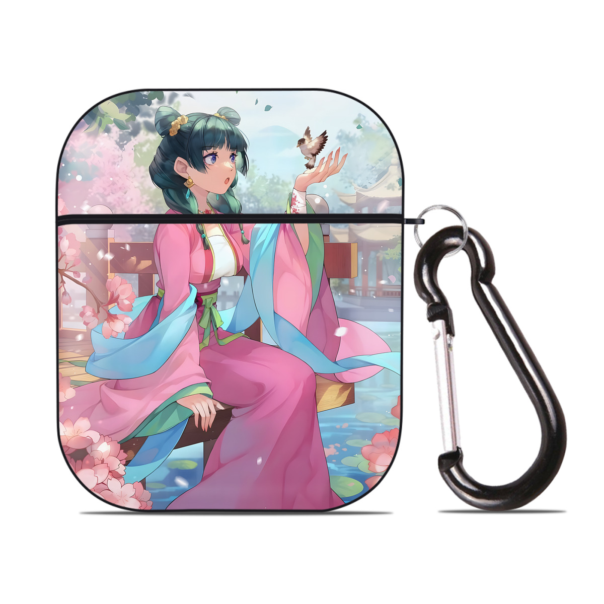 （画像用） 薬屋のひとりごと The Apothecary Diaries AirPods 第2世代保護ケース ハードシェル ブラック 耐衝撃・防指紋・カラビナ付き