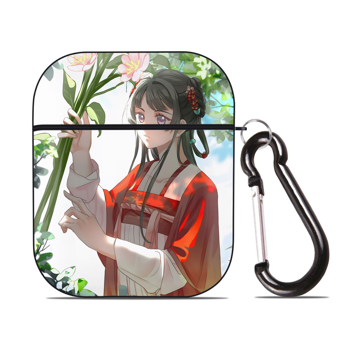 （画像用） 薬屋のひとりごと The Apothecary Diaries AirPods 第2世代保護ケース ハードシェル ブラック 耐衝撃・防指紋・カラビナ付き