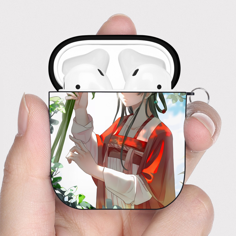 （画像用） 薬屋のひとりごと The Apothecary Diaries AirPods 第2世代保護ケース ハードシェル ブラック 耐衝撃・防指紋・カラビナ付き
