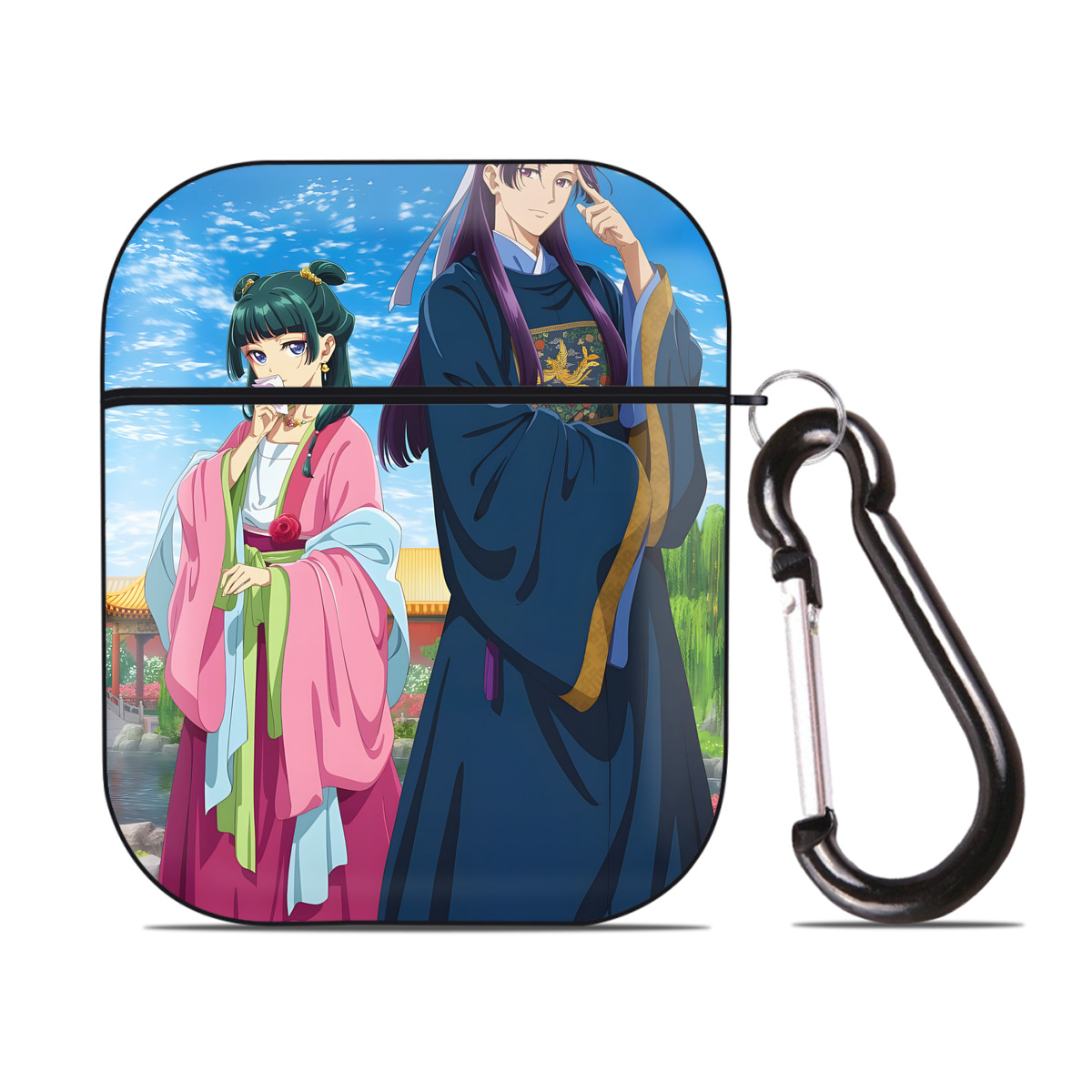 （画像用） 薬屋のひとりごと The Apothecary Diaries AirPods 第2世代保護ケース ハードシェル ブラック 耐衝撃・防指紋・カラビナ付き