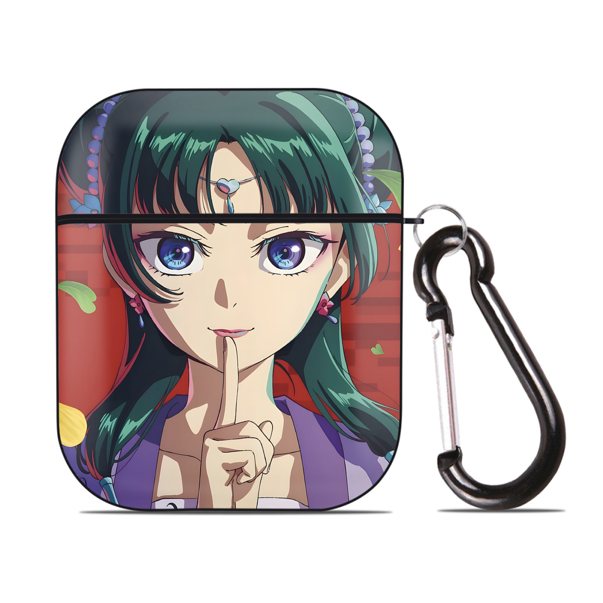 （画像用） 薬屋のひとりごと The Apothecary Diaries AirPods 第2世代保護ケース ハードシェル ブラック 耐衝撃・防指紋・カラビナ付き