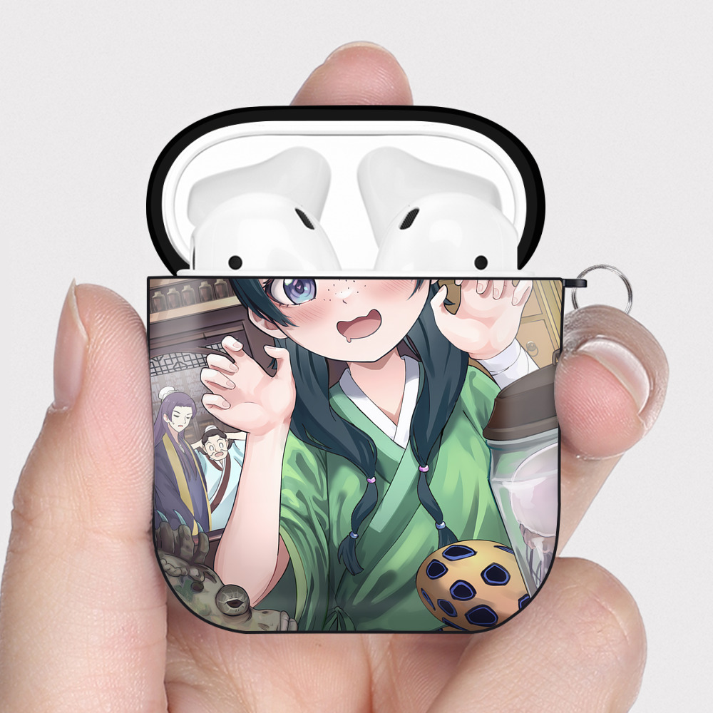 （画像用） 薬屋のひとりごと The Apothecary Diaries AirPods 第2世代保護ケース ハードシェル ブラック 耐衝撃・防指紋・カラビナ付き