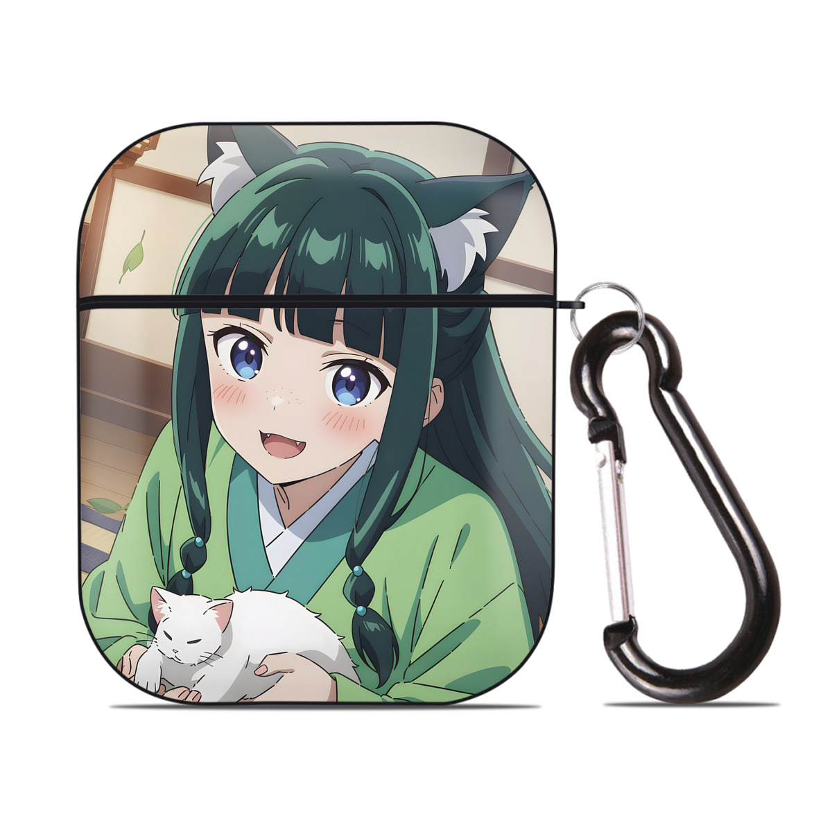 （画像用） 薬屋のひとりごと The Apothecary Diaries AirPods 第2世代保護ケース ハードシェル ブラック 耐衝撃・防指紋・カラビナ付き
