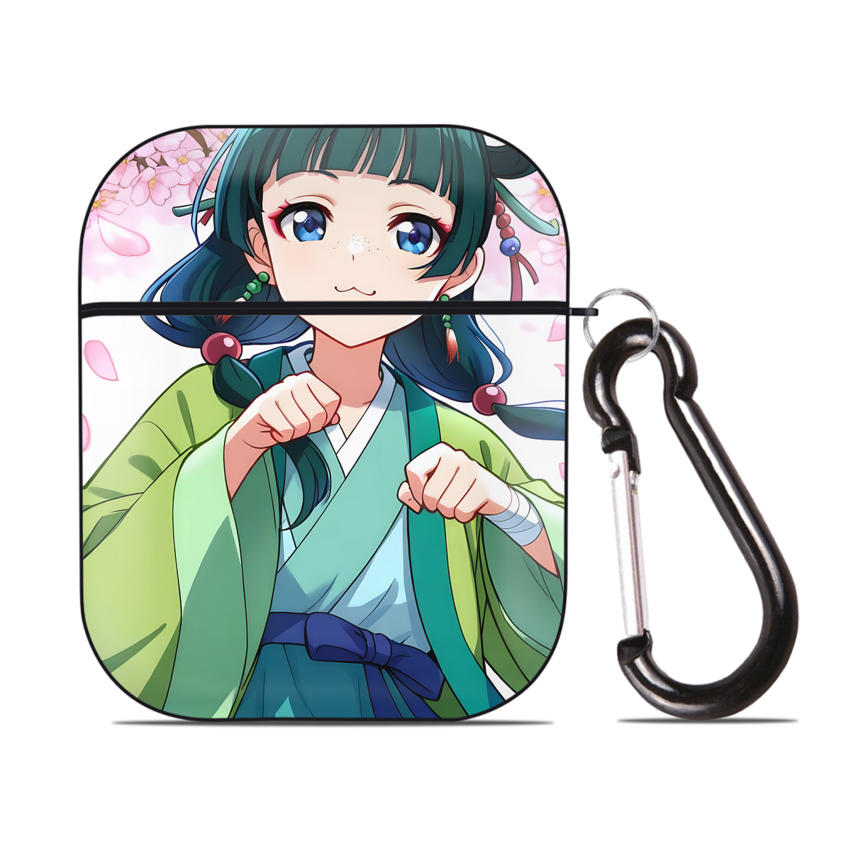 （画像用） 薬屋のひとりごと The Apothecary Diaries AirPods 第2世代保護ケース ハードシェル ブラック 耐衝撃・防指紋・カラビナ付き