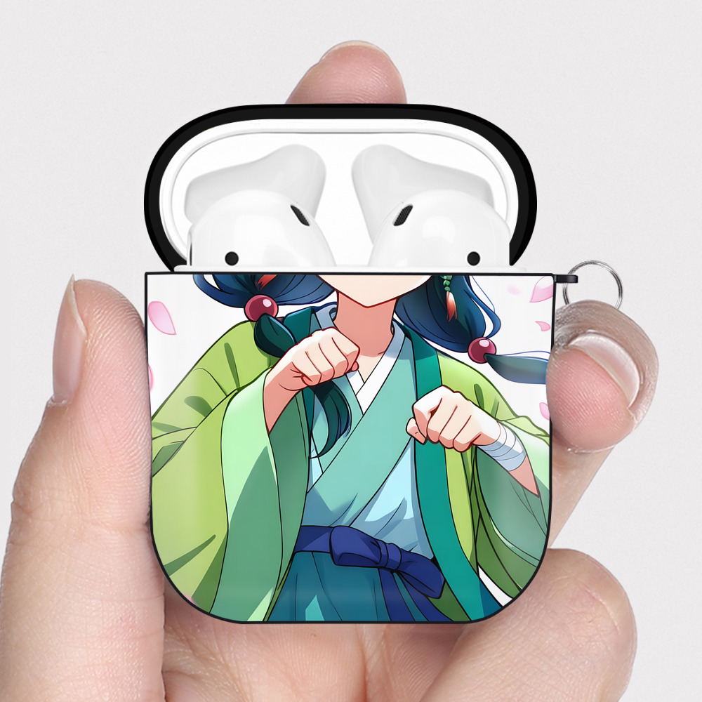 （画像用） 薬屋のひとりごと The Apothecary Diaries AirPods 第2世代保護ケース ハードシェル ブラック 耐衝撃・防指紋・カラビナ付き