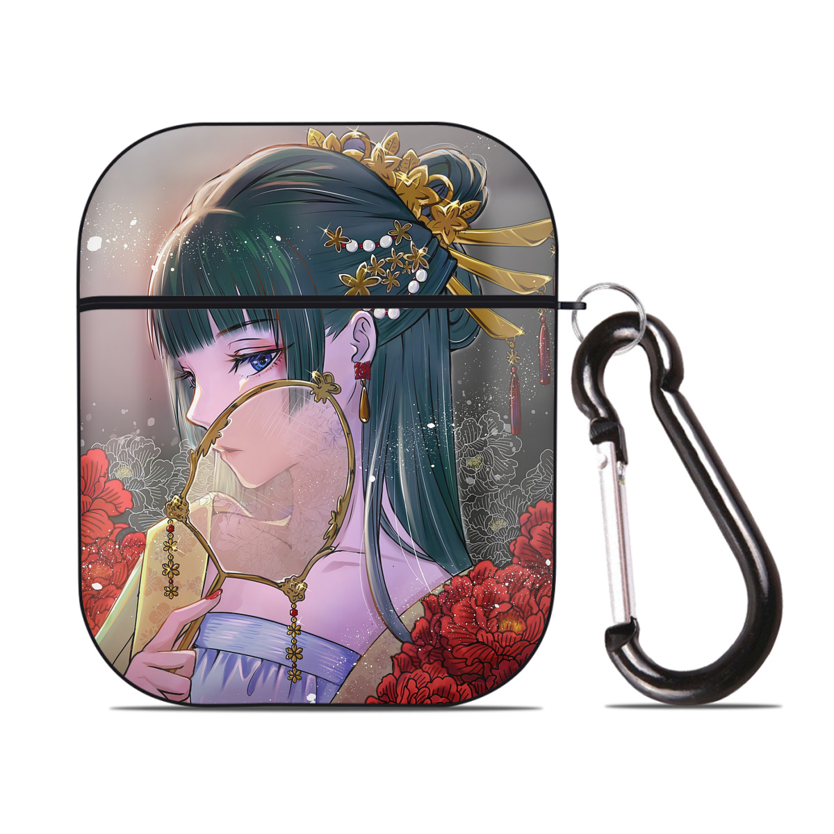 （画像用） 薬屋のひとりごと The Apothecary Diaries AirPods 第2世代保護ケース ハードシェル ブラック 耐衝撃・防指紋・カラビナ付き