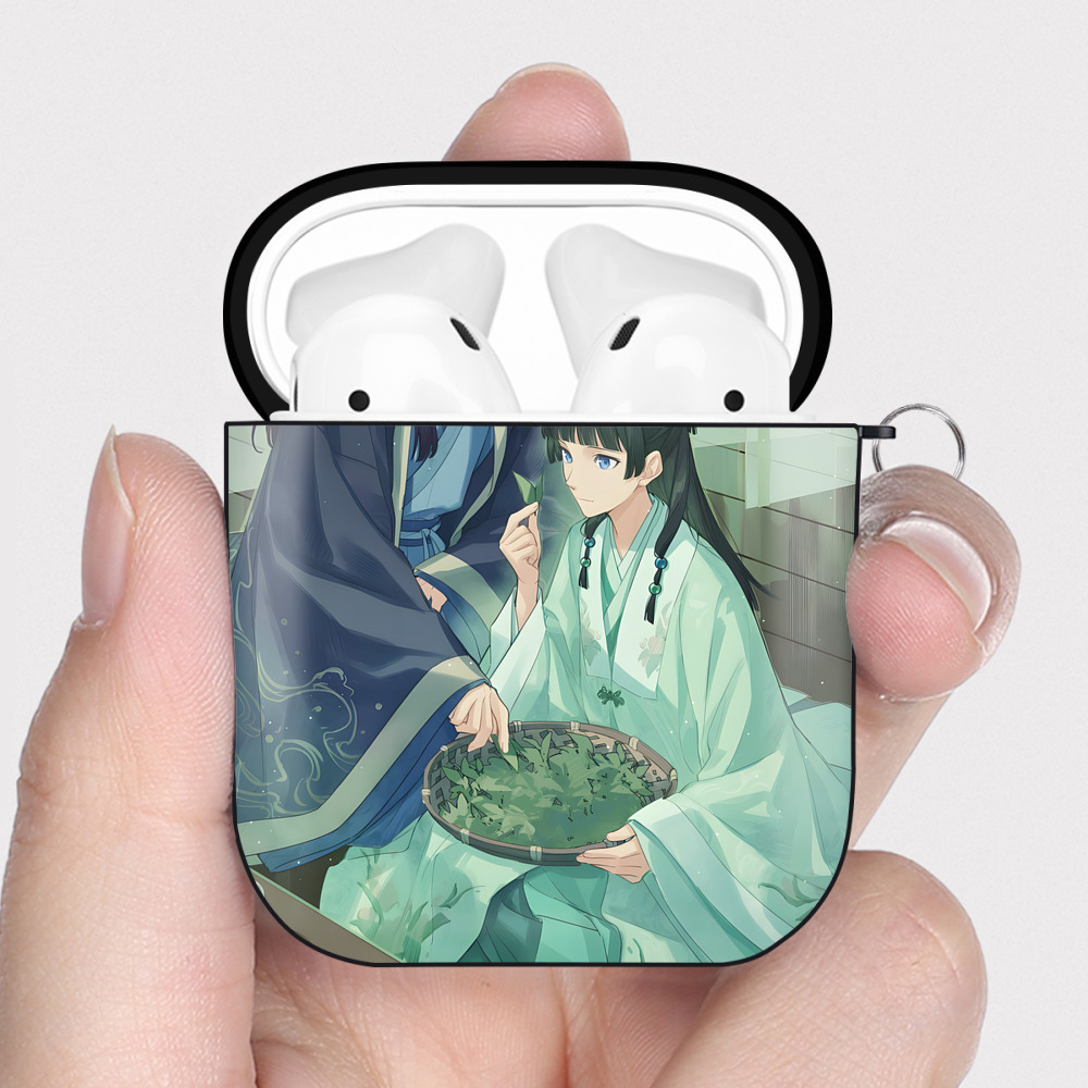（画像用） 薬屋のひとりごと The Apothecary Diaries AirPods 第2世代保護ケース ハードシェル ブラック 耐衝撃・防指紋・カラビナ付き