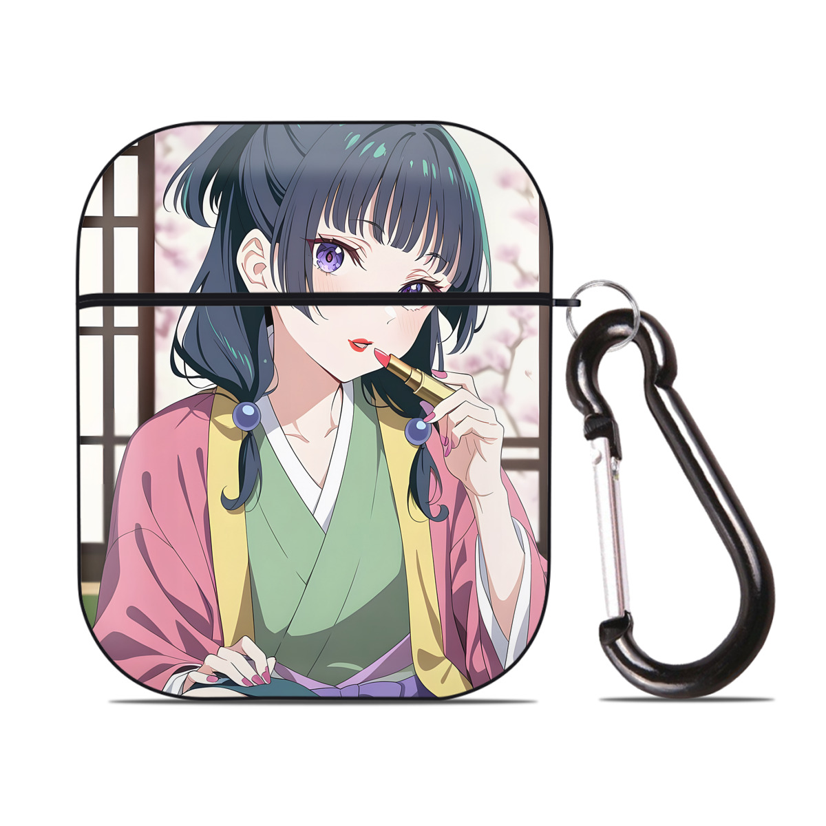 （画像用） 薬屋のひとりごと The Apothecary Diaries AirPods 第2世代保護ケース ハードシェル ブラック 耐衝撃・防指紋・カラビナ付き