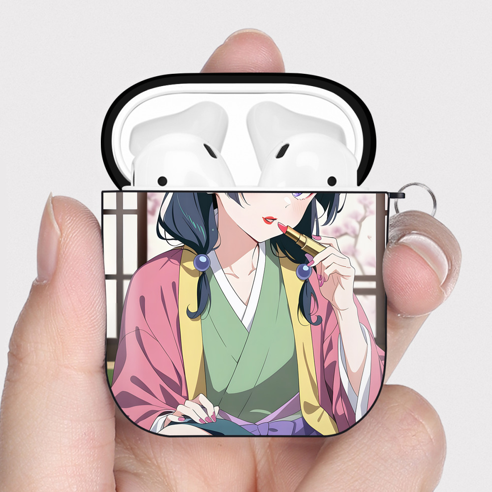 （画像用） 薬屋のひとりごと The Apothecary Diaries AirPods 第2世代保護ケース ハードシェル ブラック 耐衝撃・防指紋・カラビナ付き