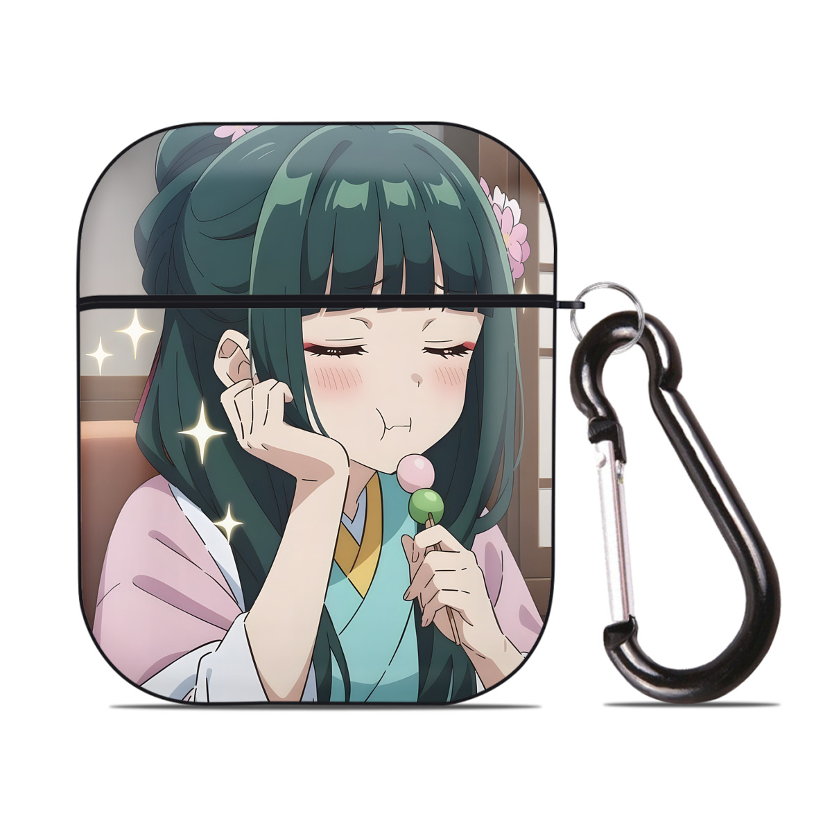 （画像用） 薬屋のひとりごと The Apothecary Diaries AirPods 第2世代保護ケース ハードシェル ブラック 耐衝撃・防指紋・カラビナ付き