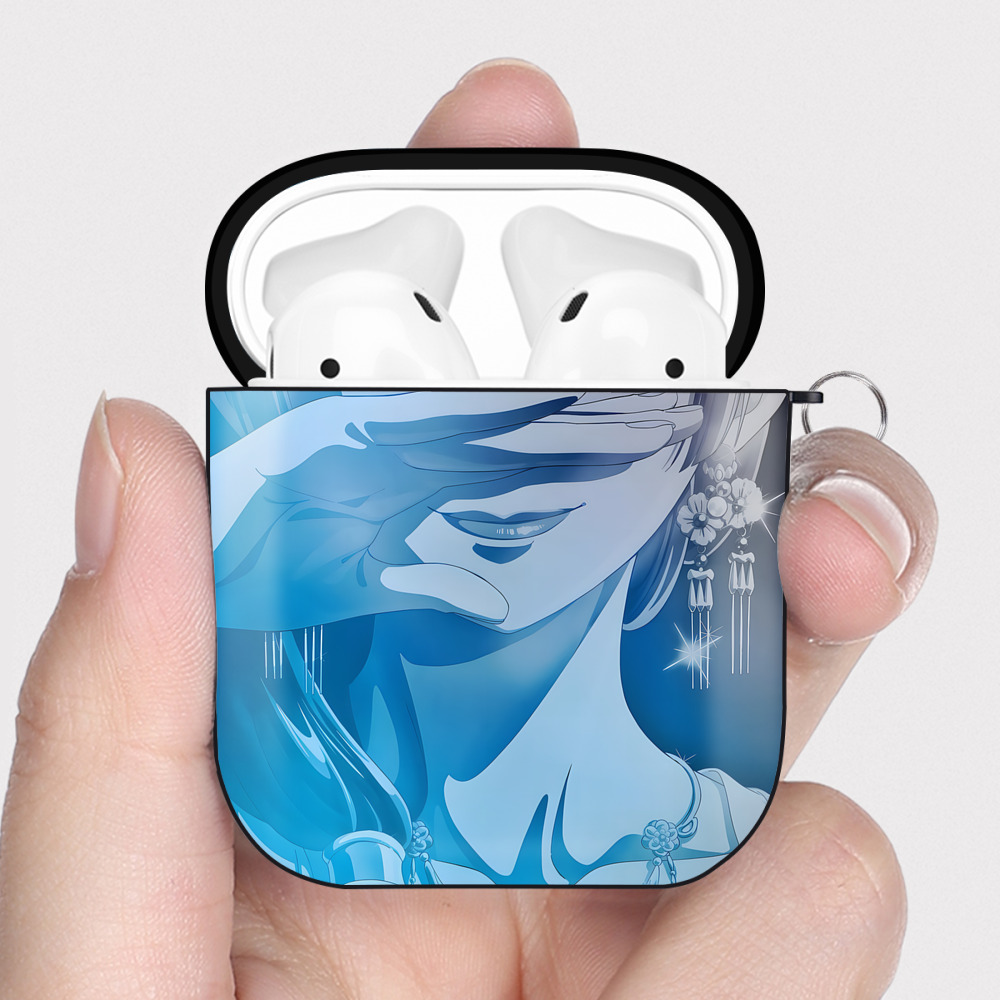 （画像用） 薬屋のひとりごと The Apothecary Diaries AirPods 第2世代保護ケース ハードシェル ブラック 耐衝撃・防指紋・カラビナ付き