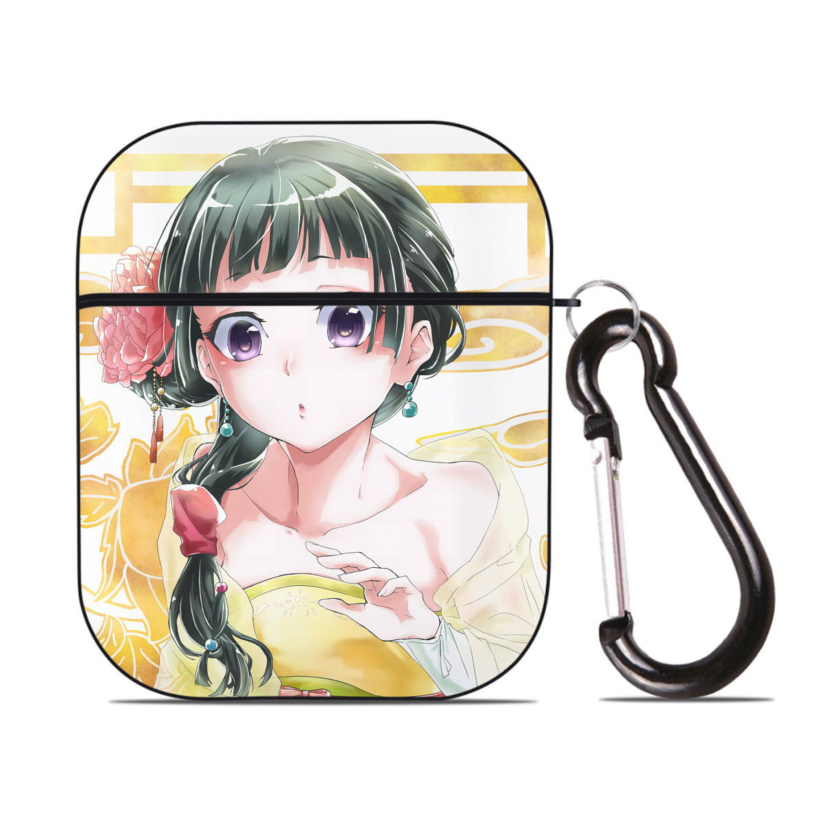 （画像用） 薬屋のひとりごと The Apothecary Diaries AirPods 第2世代保護ケース ハードシェル ブラック 耐衝撃・防指紋・カラビナ付き