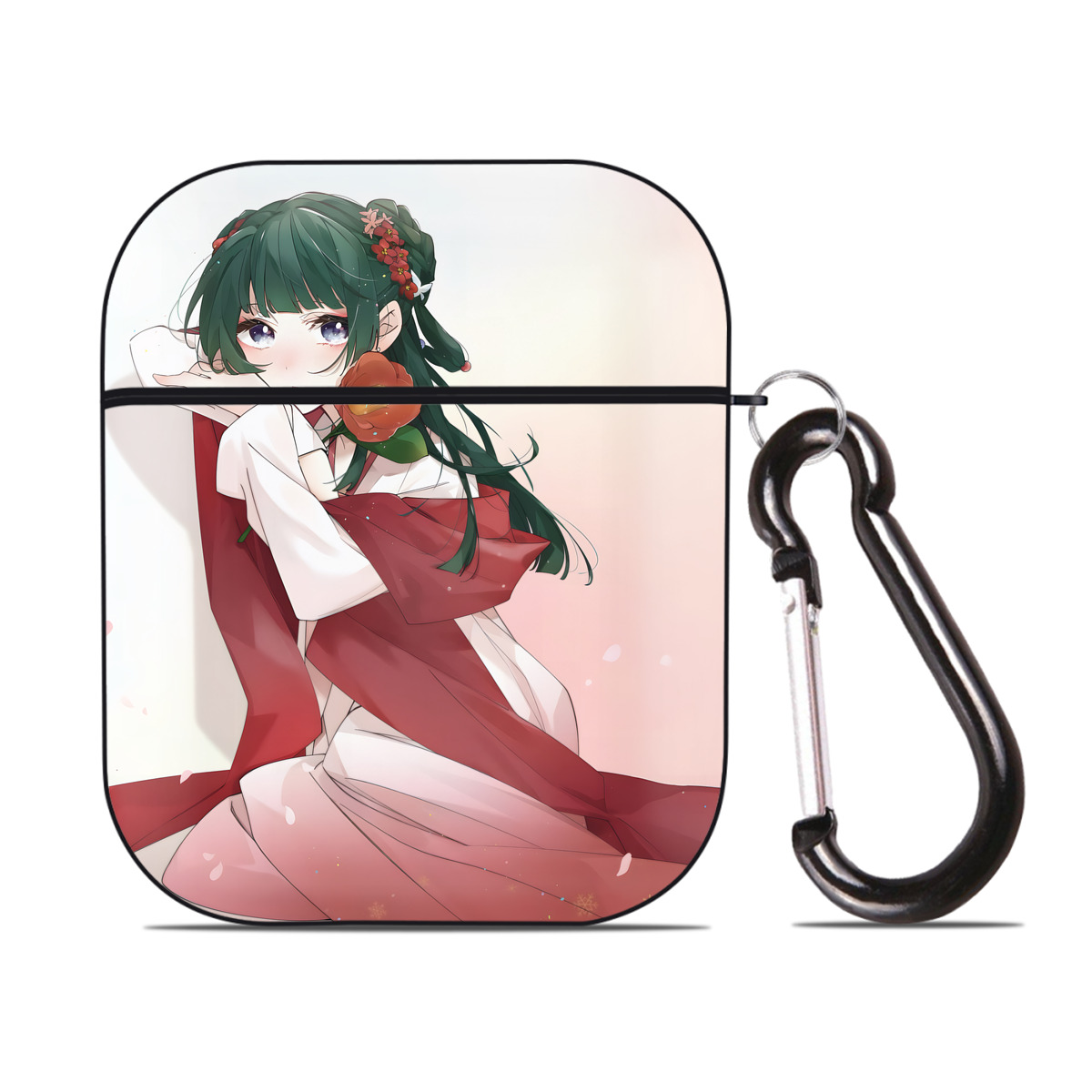（画像用） 薬屋のひとりごと The Apothecary Diaries AirPods 第2世代保護ケース ハードシェル ブラック 耐衝撃・防指紋・カラビナ付き