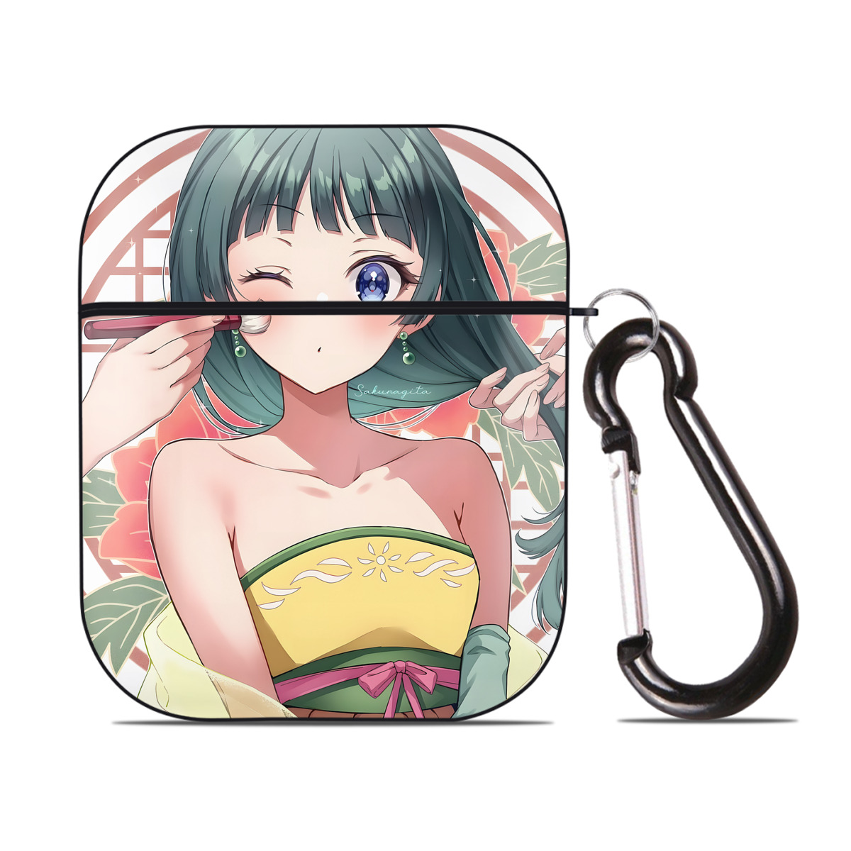 （画像用） 薬屋のひとりごと The Apothecary Diaries AirPods 第2世代保護ケース ハードシェル ブラック 耐衝撃・防指紋・カラビナ付き