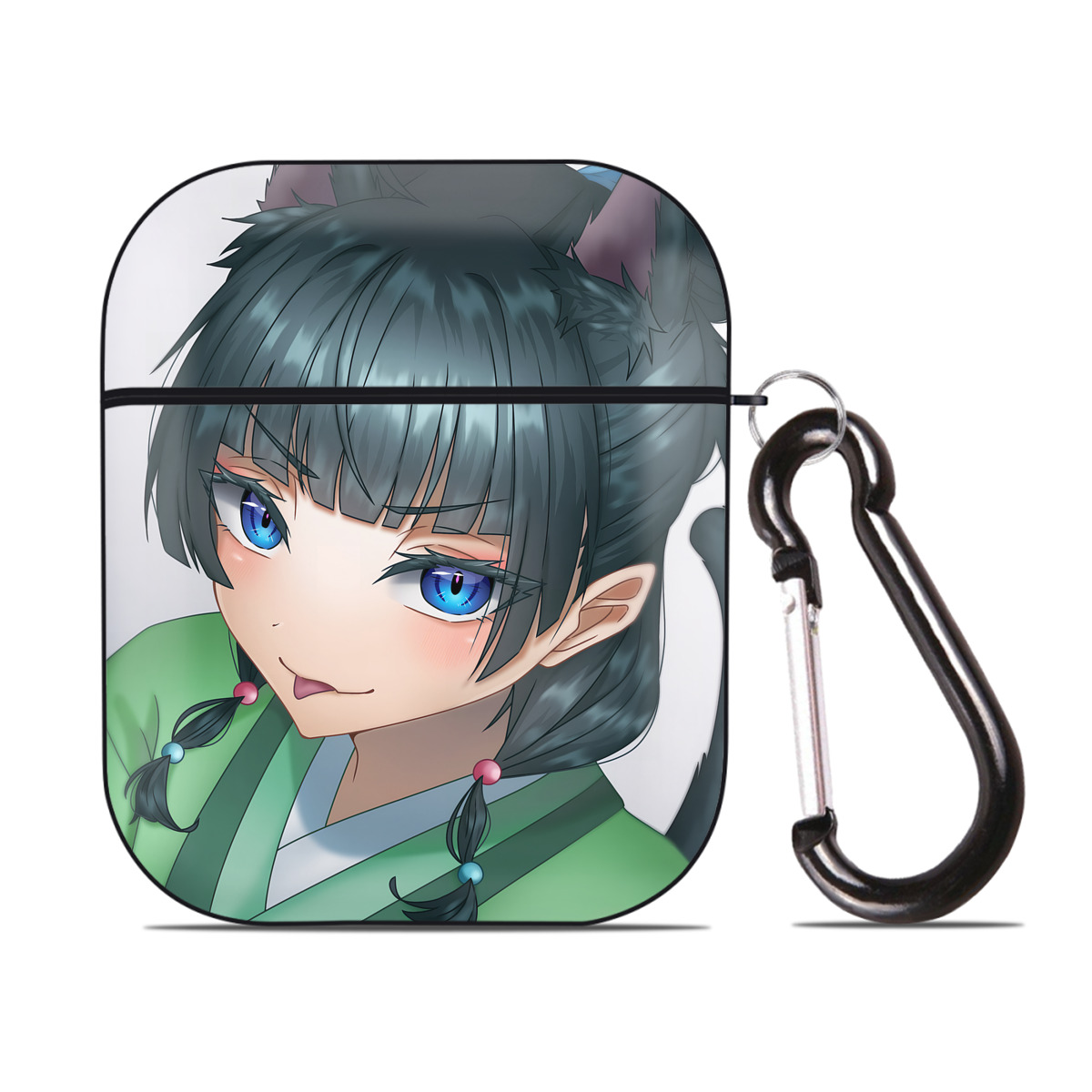 （画像用） 薬屋のひとりごと The Apothecary Diaries AirPods 第2世代保護ケース ハードシェル ブラック 耐衝撃・防指紋・カラビナ付き