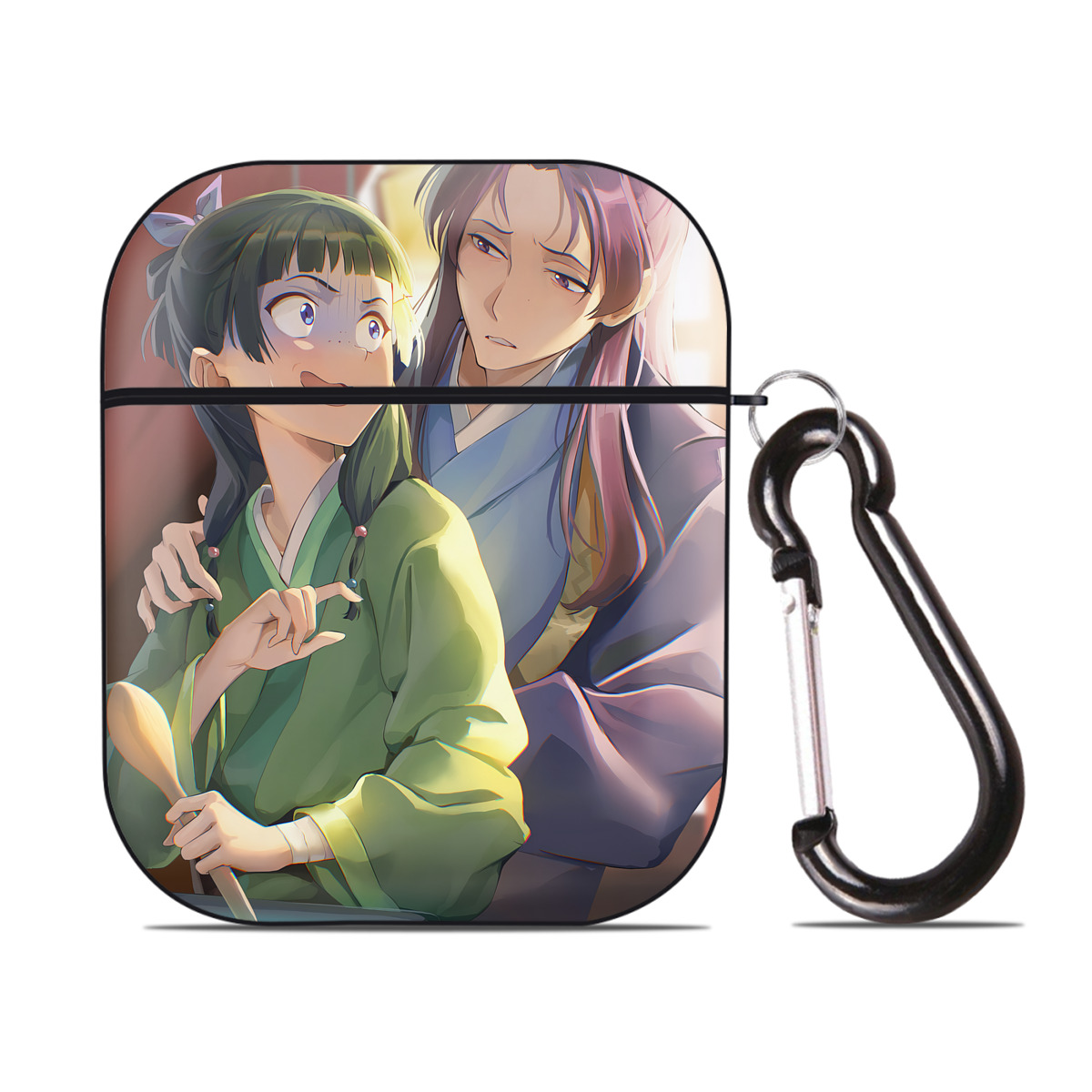 （画像用） 薬屋のひとりごと The Apothecary Diaries AirPods 第2世代保護ケース ハードシェル ブラック 耐衝撃・防指紋・カラビナ付き