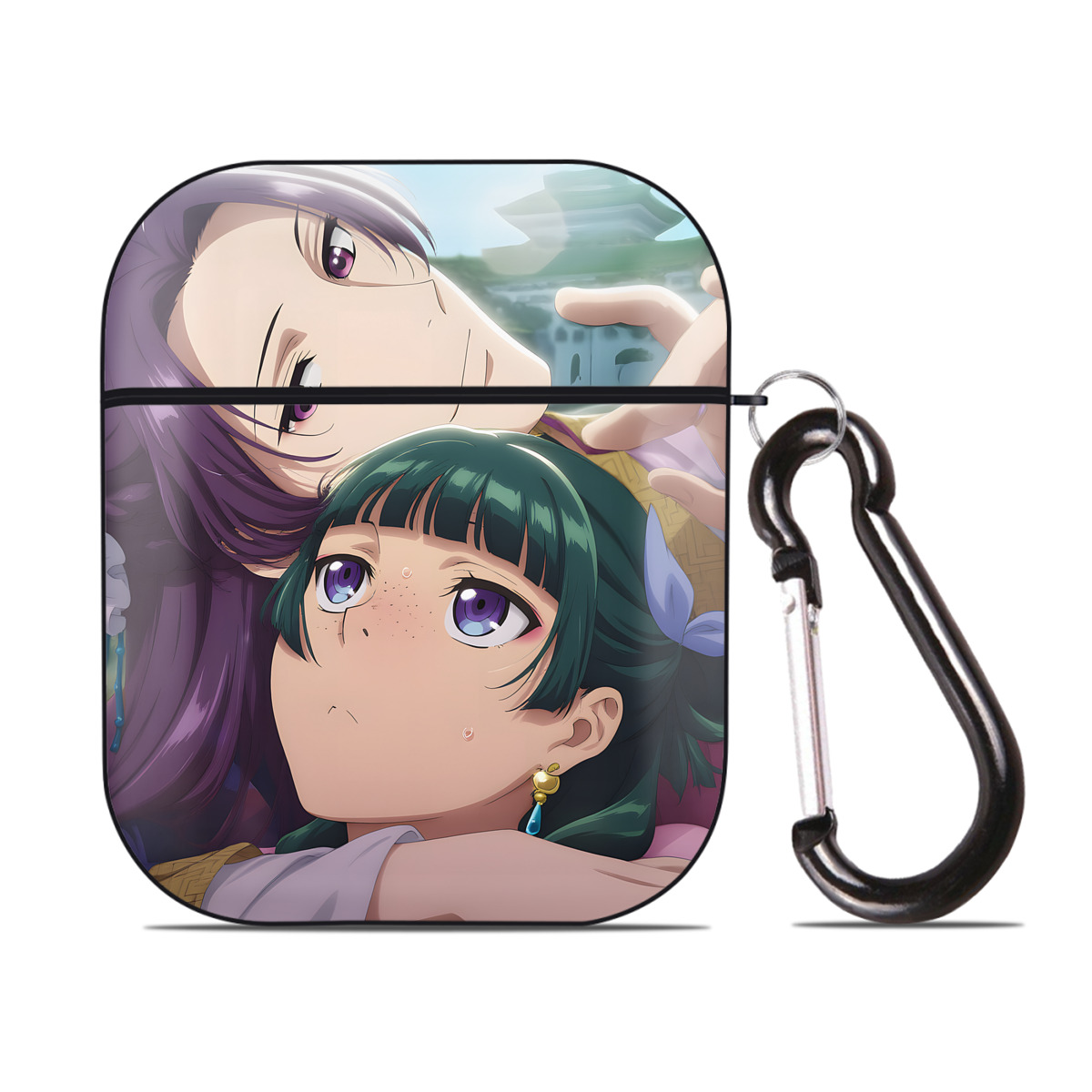 （画像用） 薬屋のひとりごと The Apothecary Diaries AirPods 第2世代保護ケース ハードシェル ブラック 耐衝撃・防指紋・カラビナ付き
