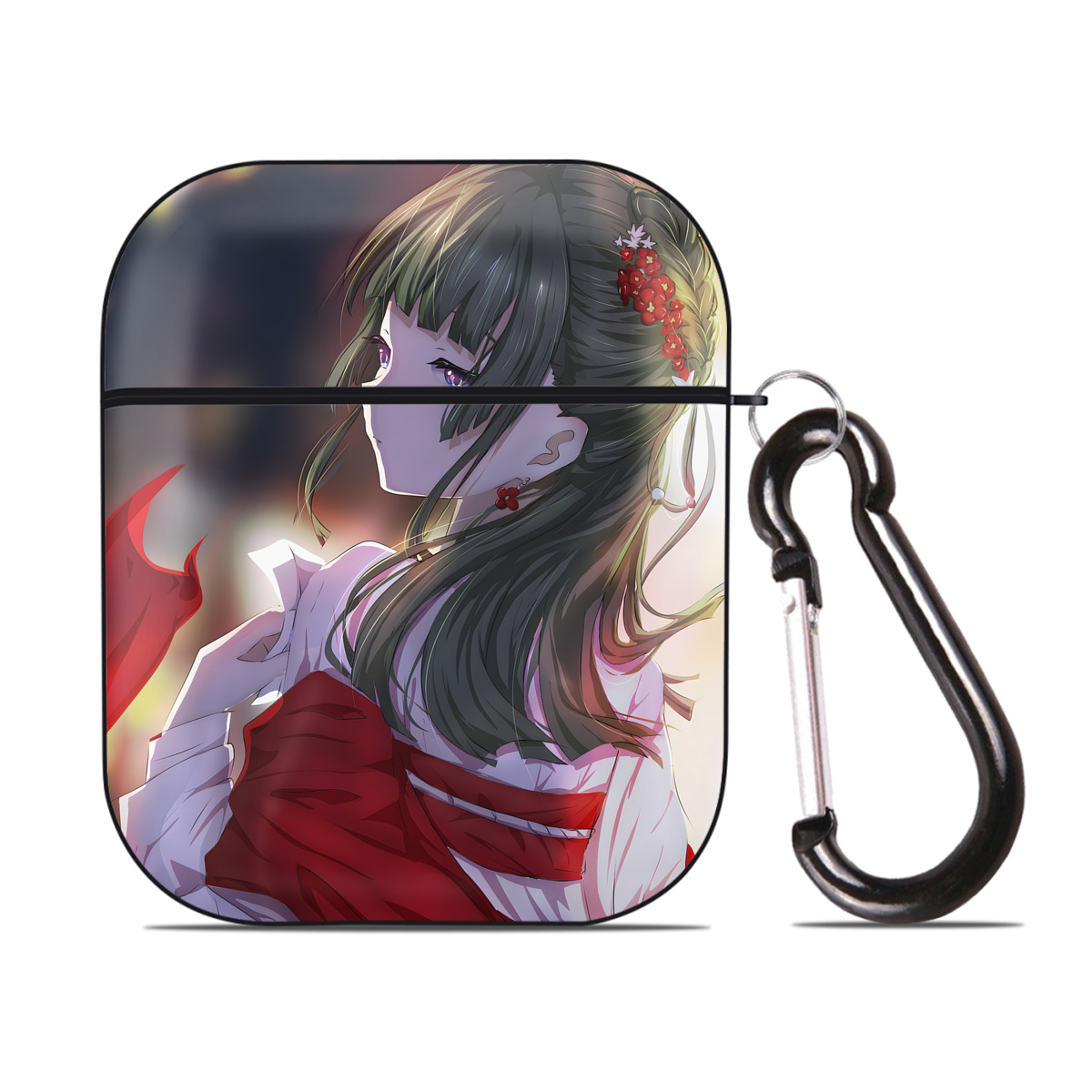 （画像用） 薬屋のひとりごと The Apothecary Diaries AirPods 第2世代保護ケース ハードシェル ブラック 耐衝撃・防指紋・カラビナ付き