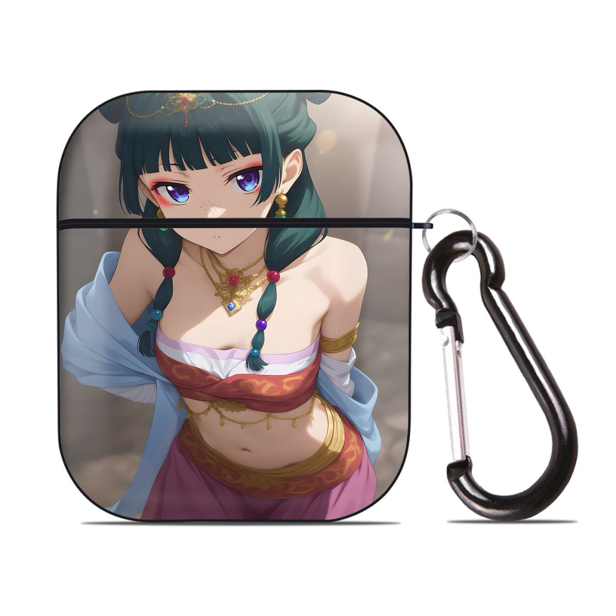 （画像用） 薬屋のひとりごと The Apothecary Diaries AirPods 第2世代保護ケース ハードシェル ブラック 耐衝撃・防指紋・カラビナ付き