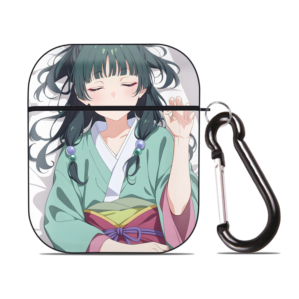 （画像用） 薬屋のひとりごと The Apothecary Diaries AirPods 第2世代保護ケース ハードシェル ブラック 耐衝撃・防指紋・カラビナ付き