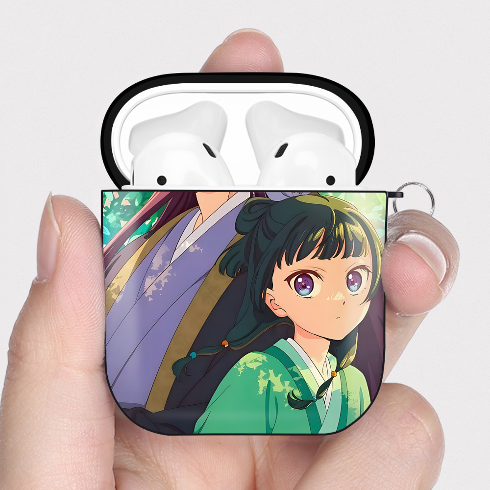 （画像用） 薬屋のひとりごと The Apothecary Diaries AirPods 第2世代保護ケース ハードシェル ブラック 耐衝撃・防指紋・カラビナ付き