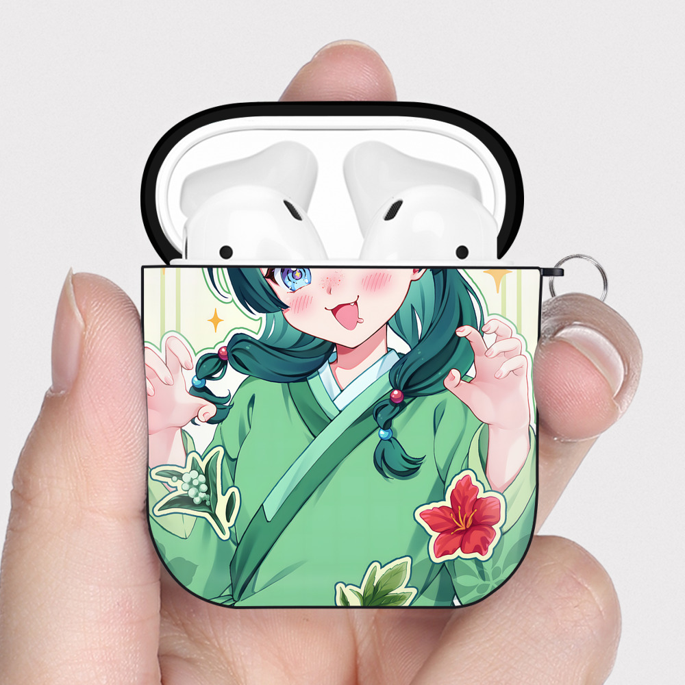 （画像用） 薬屋のひとりごと The Apothecary Diaries AirPods 第2世代保護ケース ハードシェル ブラック 耐衝撃・防指紋・カラビナ付き