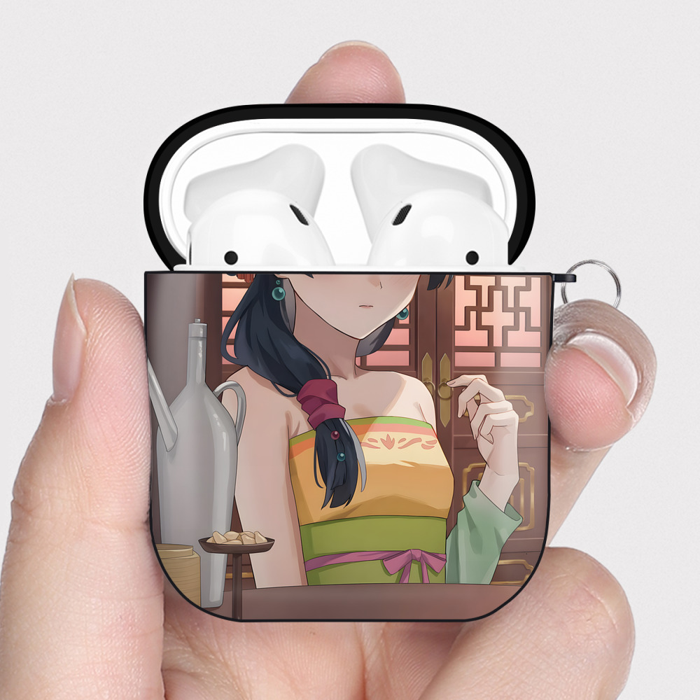 （画像用） 薬屋のひとりごと The Apothecary Diaries AirPods 第2世代保護ケース ハードシェル ブラック 耐衝撃・防指紋・カラビナ付き