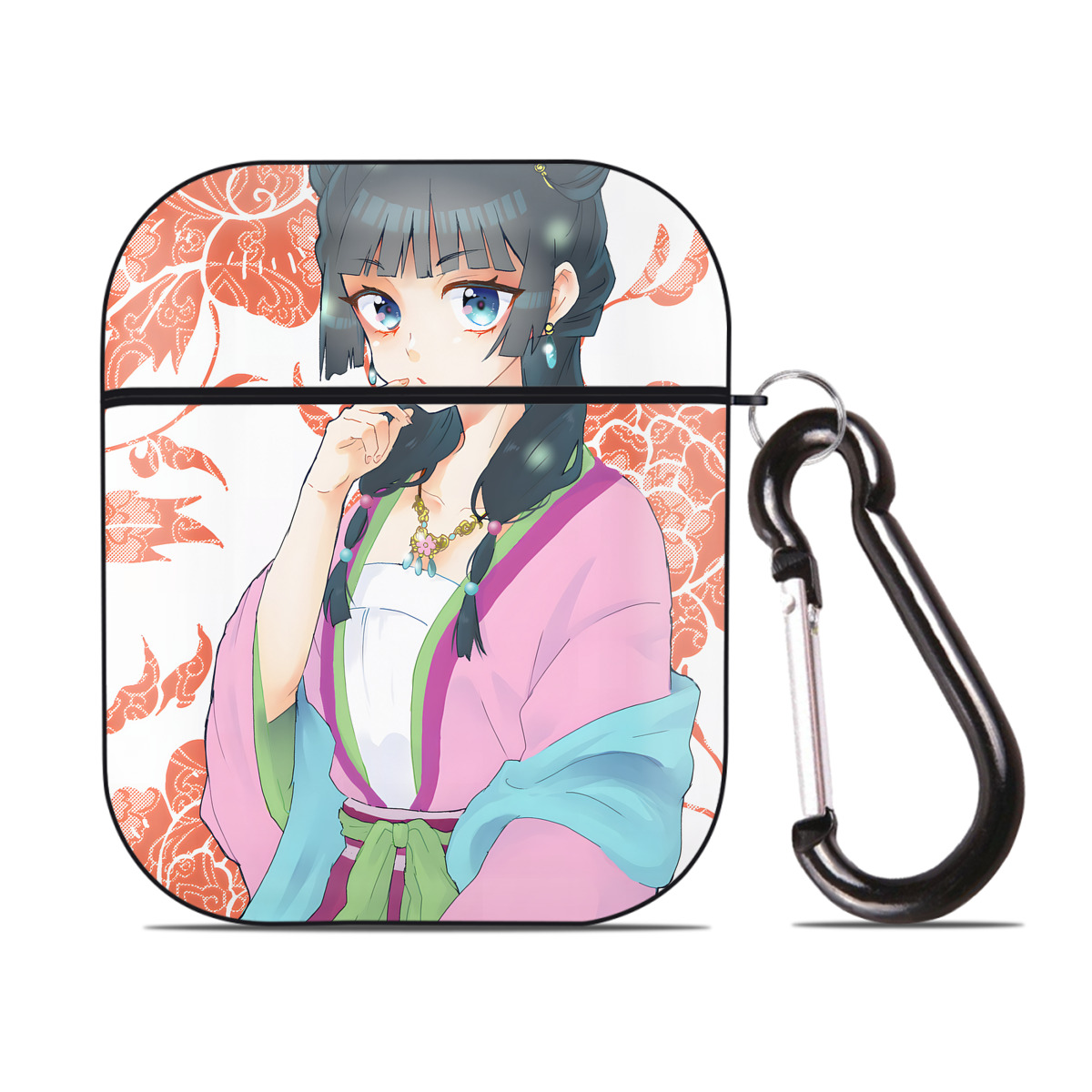 （画像用） 薬屋のひとりごと The Apothecary Diaries AirPods 第2世代保護ケース ハードシェル ブラック 耐衝撃・防指紋・カラビナ付き