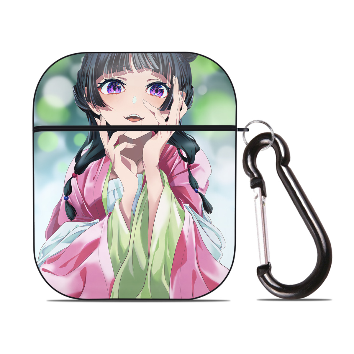 （画像用） 薬屋のひとりごと The Apothecary Diaries AirPods 第2世代保護ケース ハードシェル ブラック 耐衝撃・防指紋・カラビナ付き