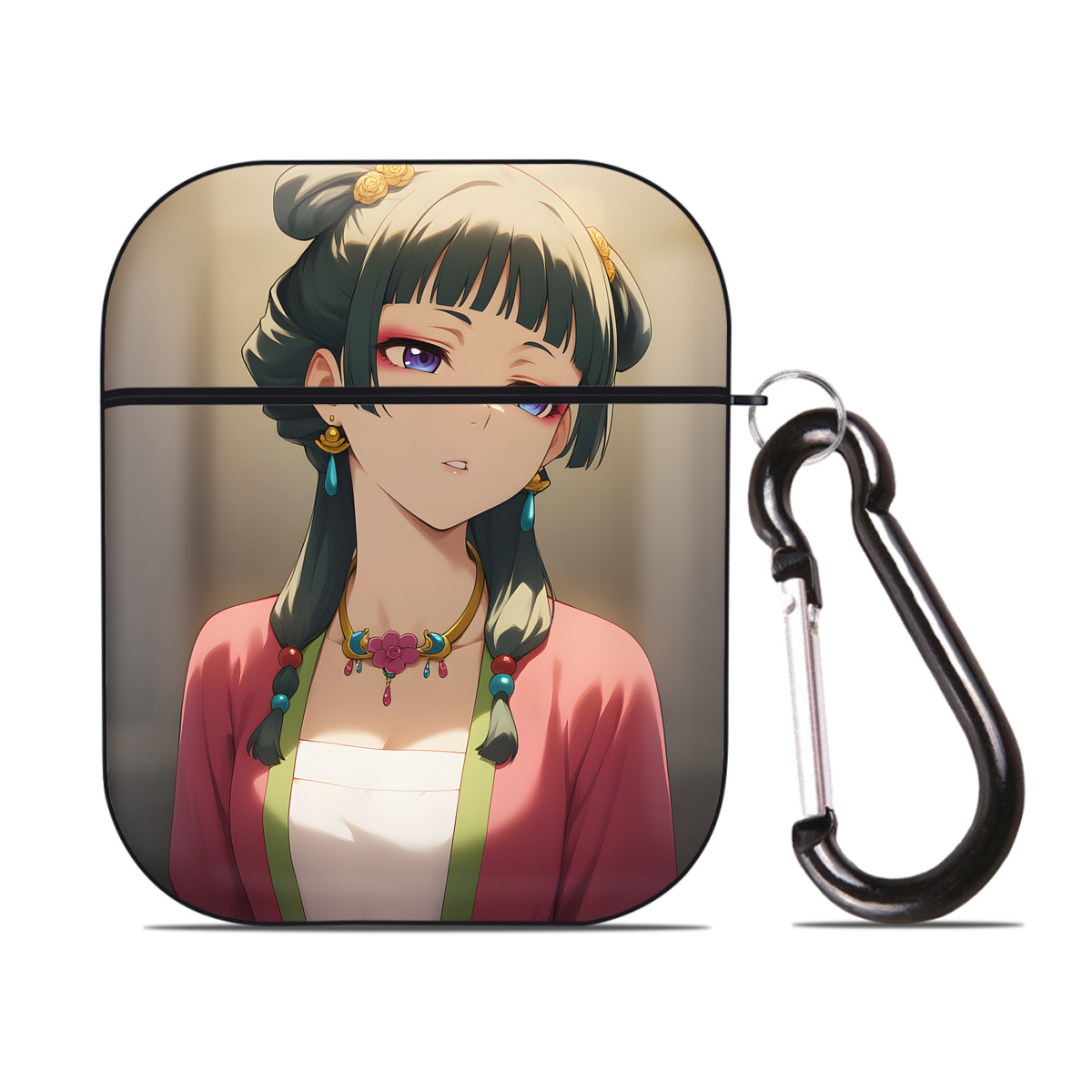 （画像用） 薬屋のひとりごと The Apothecary Diaries AirPods 第2世代保護ケース ハードシェル ブラック 耐衝撃・防指紋・カラビナ付き