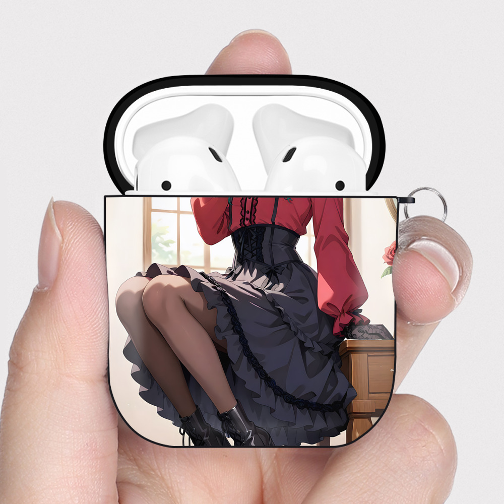 （画像用） 薬屋のひとりごと The Apothecary Diaries AirPods 第2世代保護ケース ハードシェル ブラック 耐衝撃・防指紋・カラビナ付き