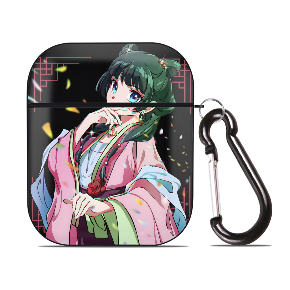 （画像用） 薬屋のひとりごと The Apothecary Diaries AirPods 第2世代保護ケース ハードシェル ブラック 耐衝撃・防指紋・カラビナ付き