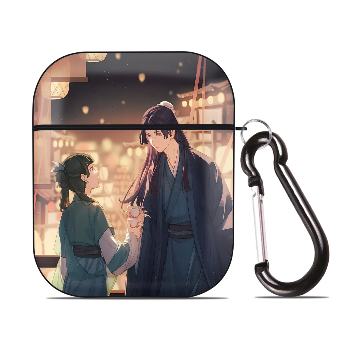 （画像用） 薬屋のひとりごと The Apothecary Diaries AirPods 第2世代保護ケース ハードシェル ブラック 耐衝撃・防指紋・カラビナ付き