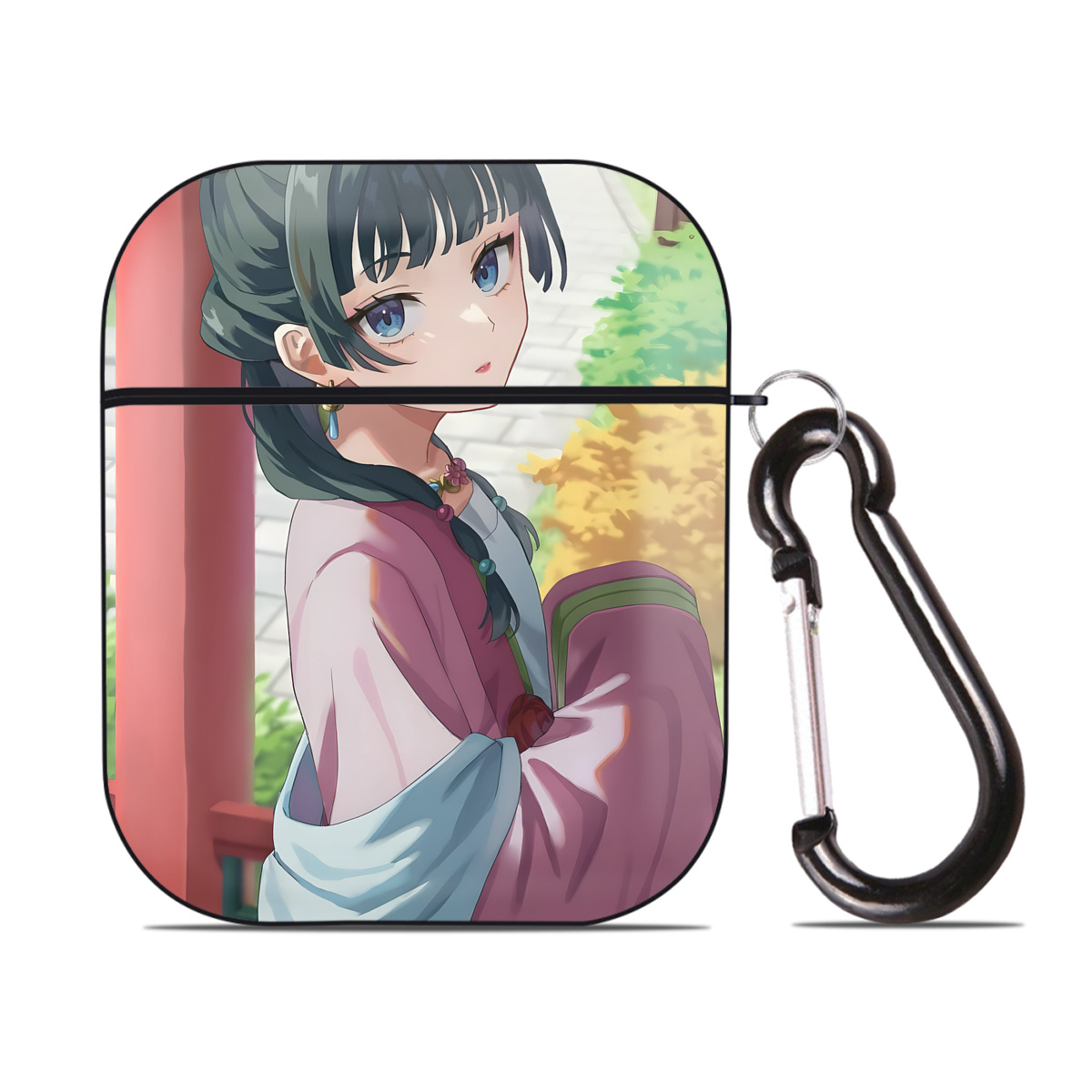 （画像用） 薬屋のひとりごと The Apothecary Diaries AirPods 第2世代保護ケース ハードシェル ブラック 耐衝撃・防指紋・カラビナ付き
