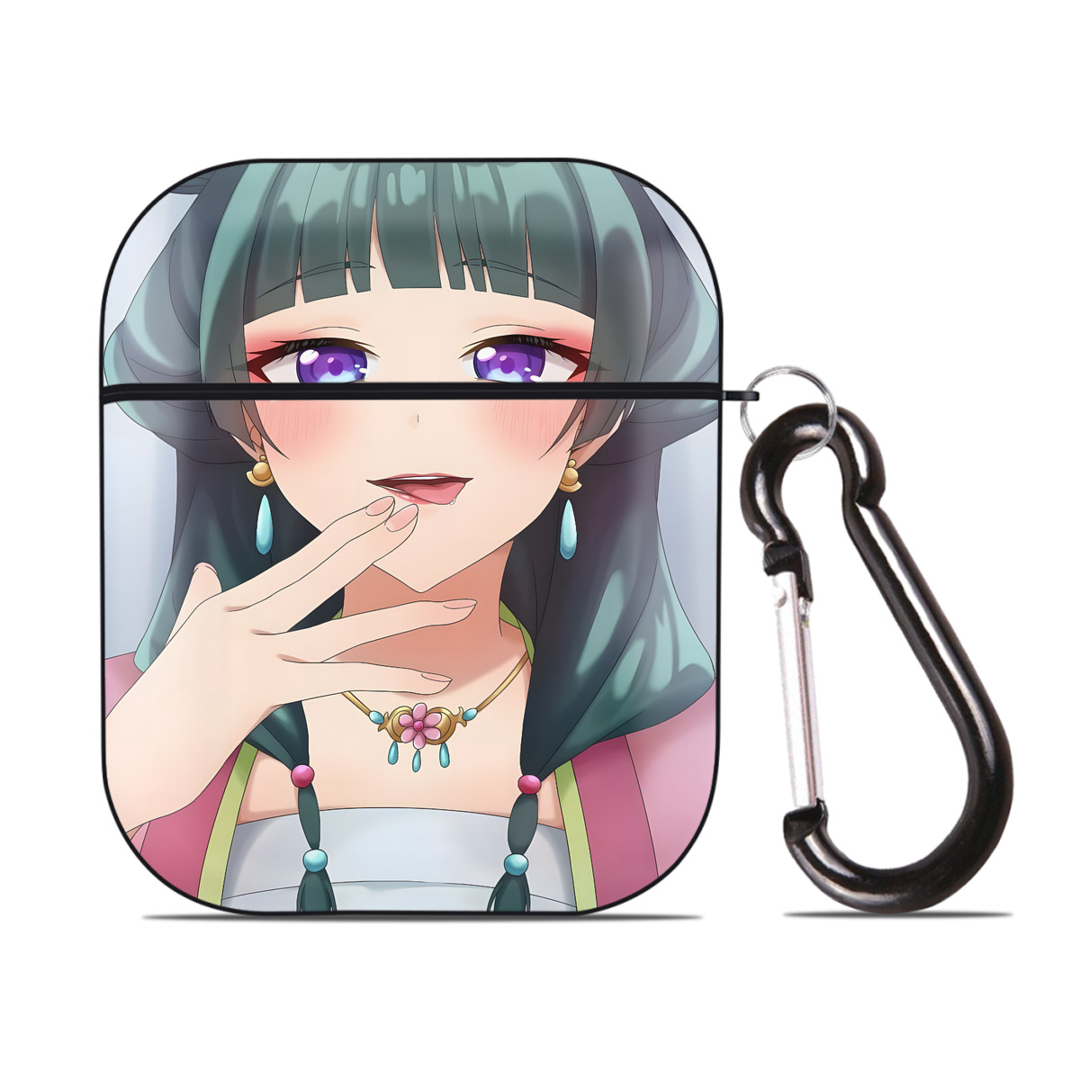 （画像用） 薬屋のひとりごと The Apothecary Diaries AirPods 第2世代保護ケース ハードシェル ブラック 耐衝撃・防指紋・カラビナ付き
