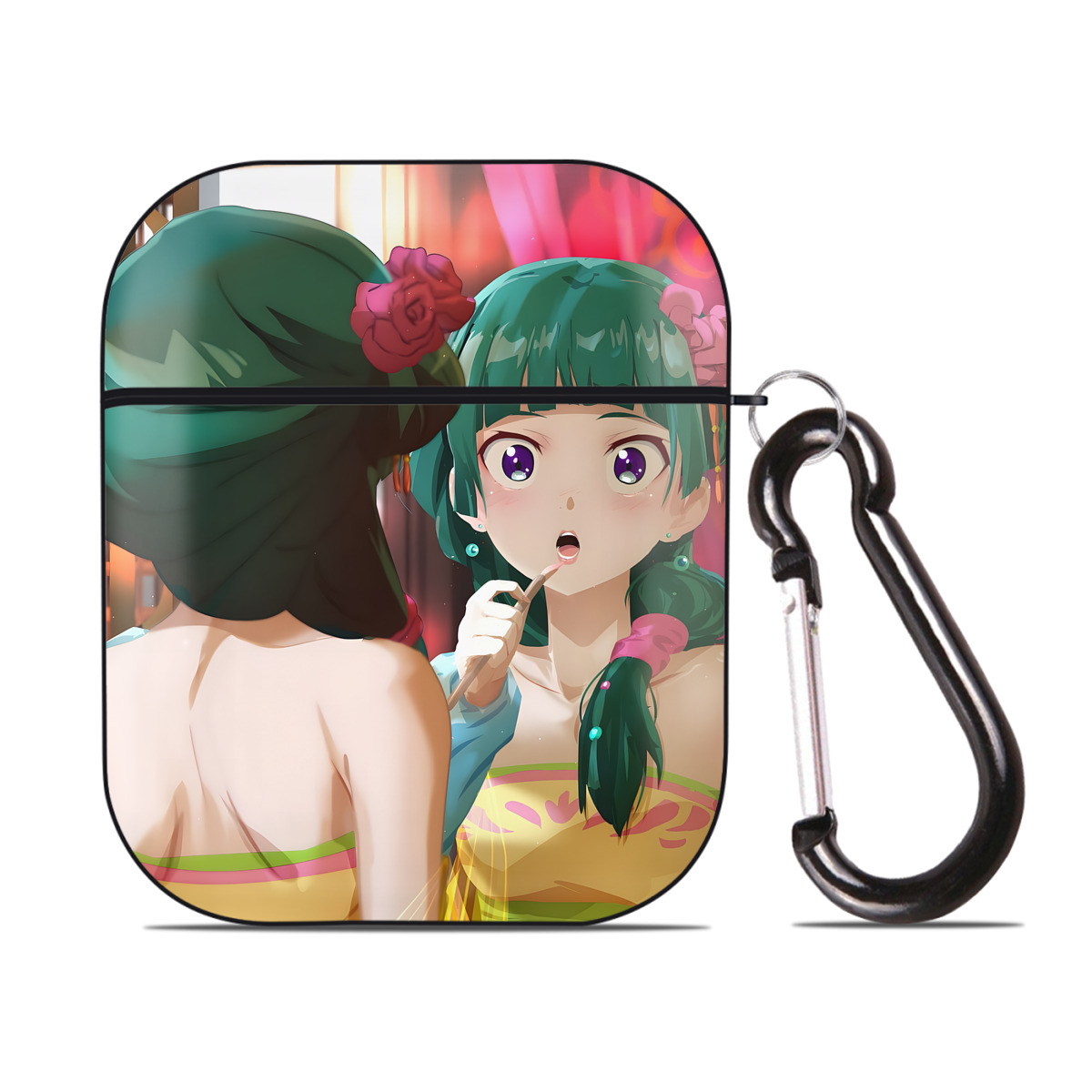 （画像用） 薬屋のひとりごと The Apothecary Diaries AirPods 第2世代保護ケース ハードシェル ブラック 耐衝撃・防指紋・カラビナ付き