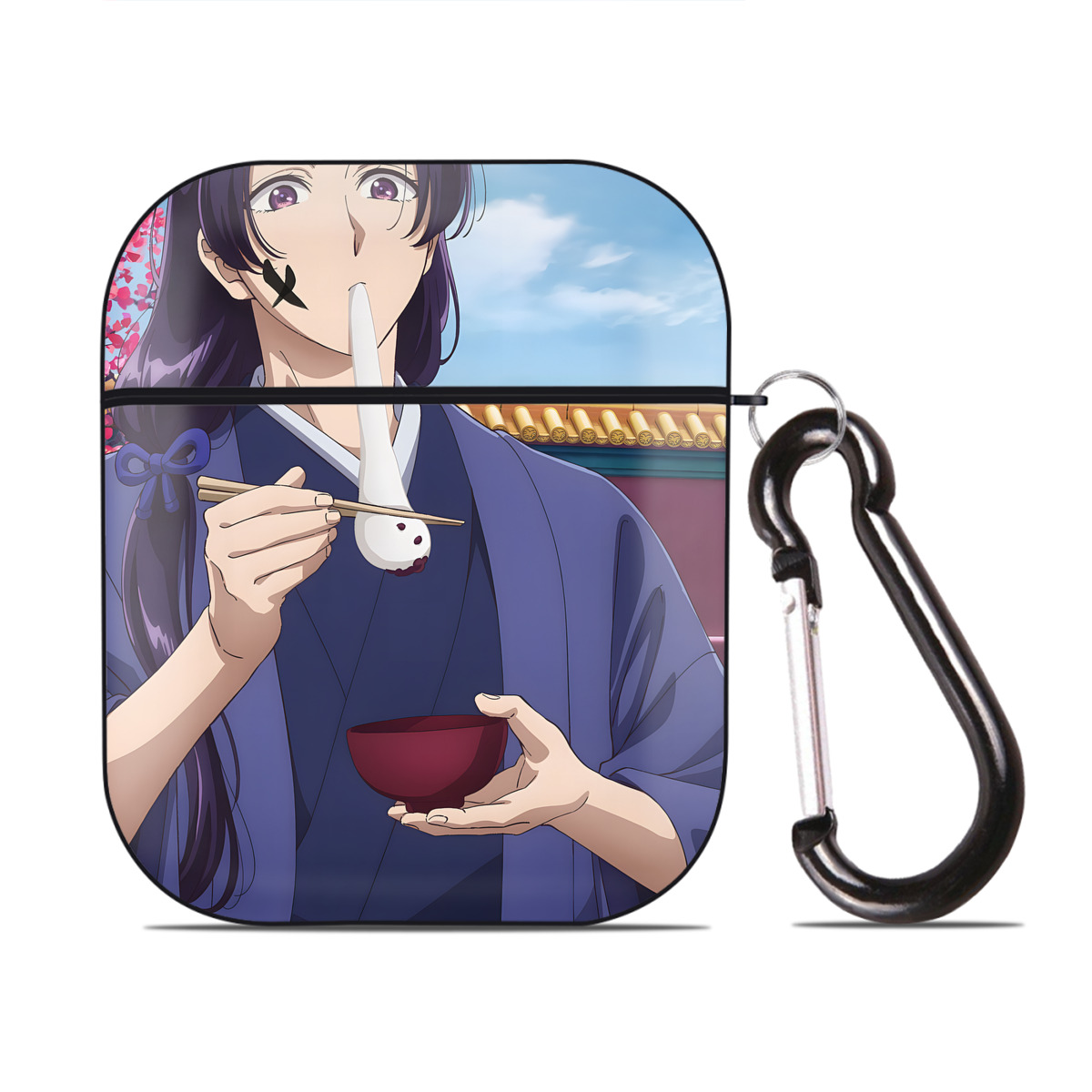 （画像用） 薬屋のひとりごと The Apothecary Diaries AirPods 第2世代保護ケース ハードシェル ブラック 耐衝撃・防指紋・カラビナ付き