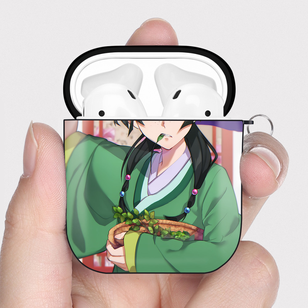 （画像用） 薬屋のひとりごと The Apothecary Diaries AirPods 第2世代保護ケース ハードシェル ブラック 耐衝撃・防指紋・カラビナ付き
